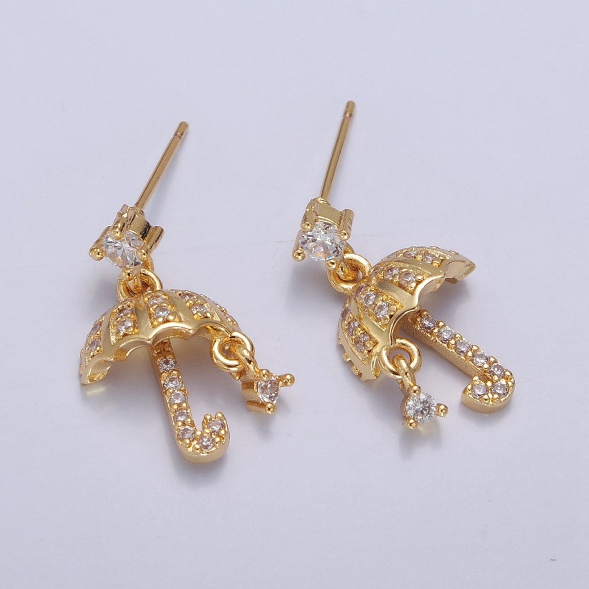 Flying Umbrella Gold Earring Dangle Stud T-400