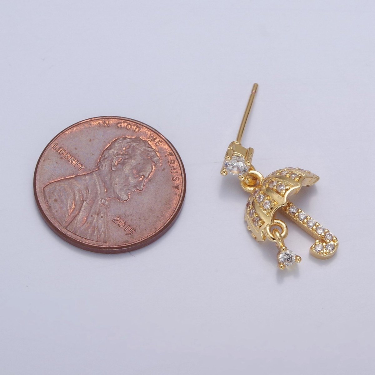 Flying Umbrella Gold Earring Dangle Stud T-400