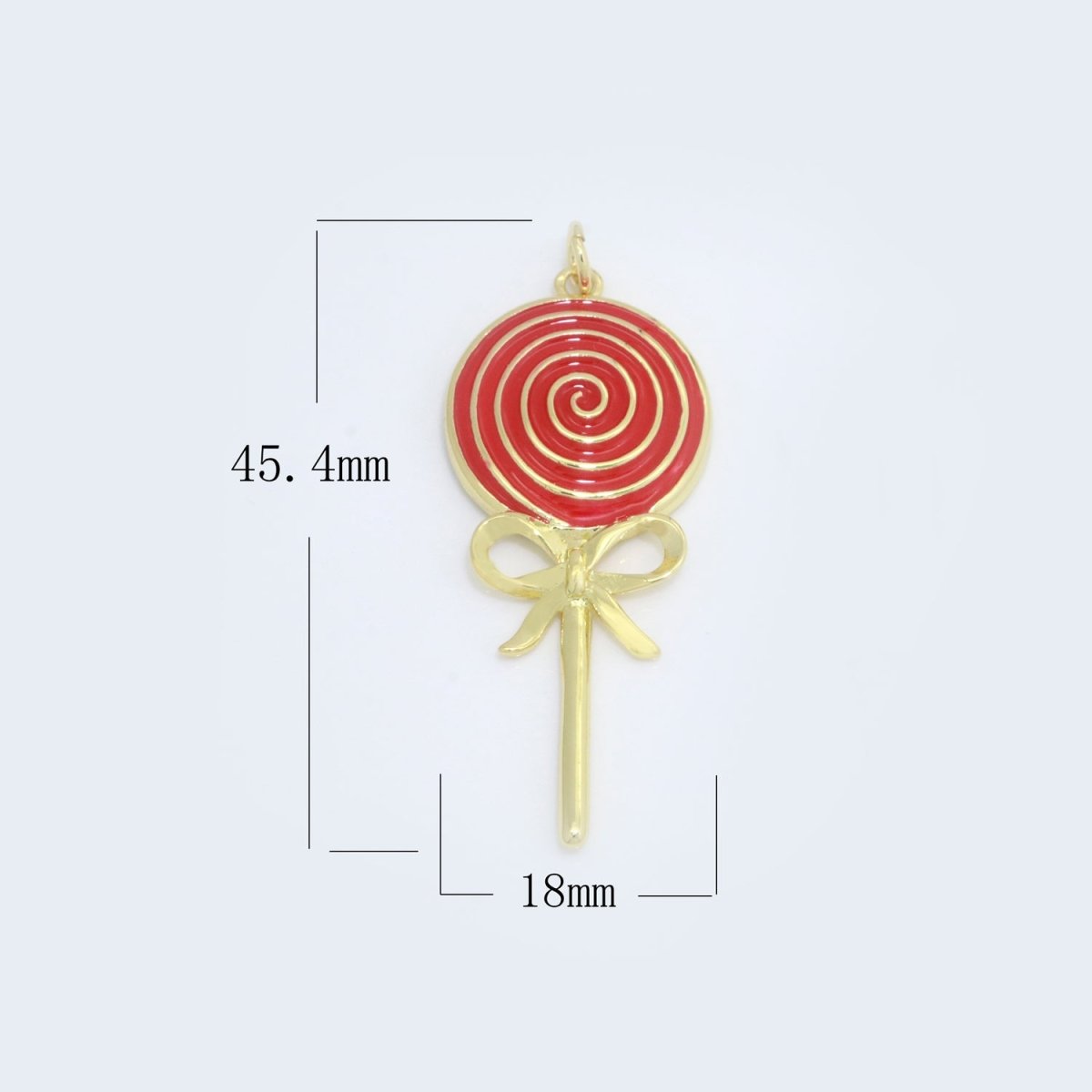 Foodie Gold Lollipop Colorful Enamel Candy Charm Inspired Pink, Green, Red, Teal, White Color M731 - M-736