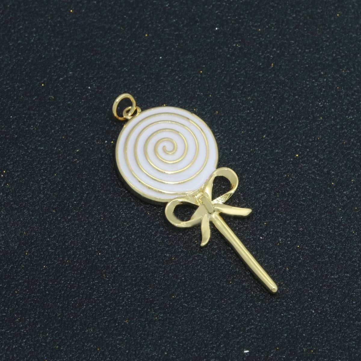 Foodie Gold Lollipop Colorful Enamel Candy Charm Inspired Pink, Green, Red, Teal, White Color M731 - M-736