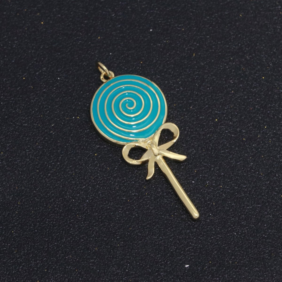 Foodie Gold Lollipop Colorful Enamel Candy Charm Inspired Pink, Green, Red, Teal, White Color M731 - M-736