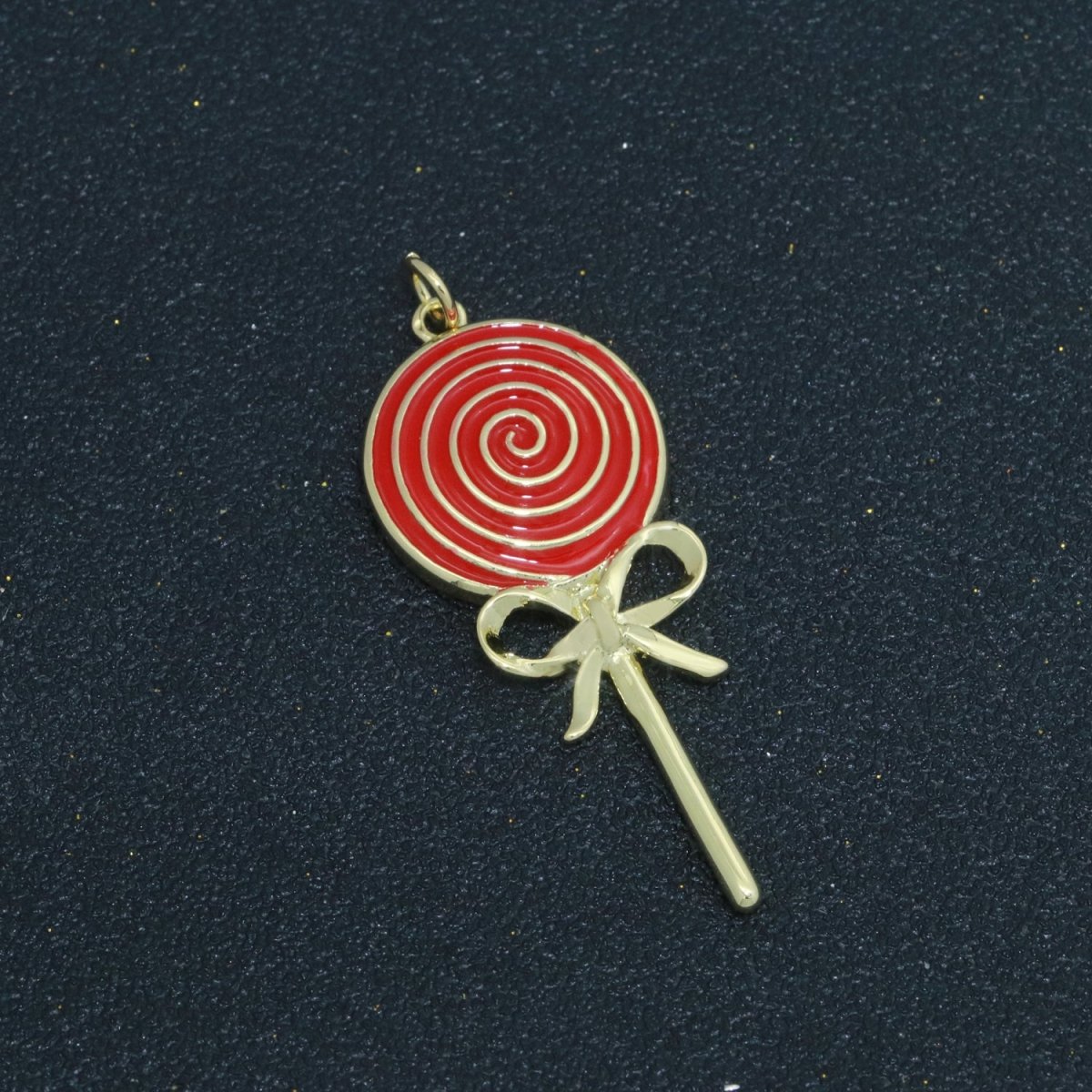 Foodie Gold Lollipop Colorful Enamel Candy Charm Inspired Pink, Green, Red, Teal, White Color M731 - M-736
