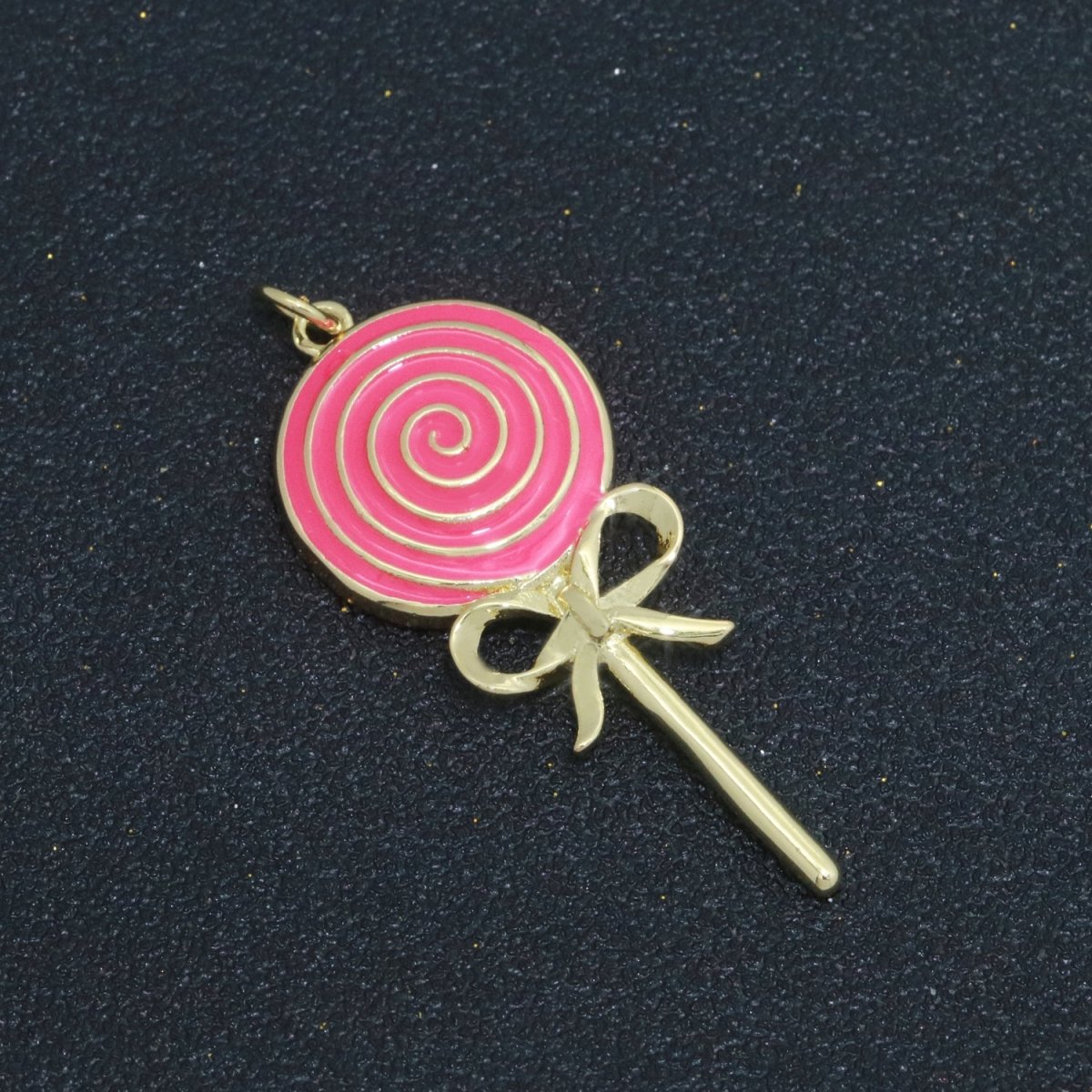 Foodie Gold Lollipop Colorful Enamel Candy Charm Inspired Pink, Green, Red, Teal, White Color M731 - M-736
