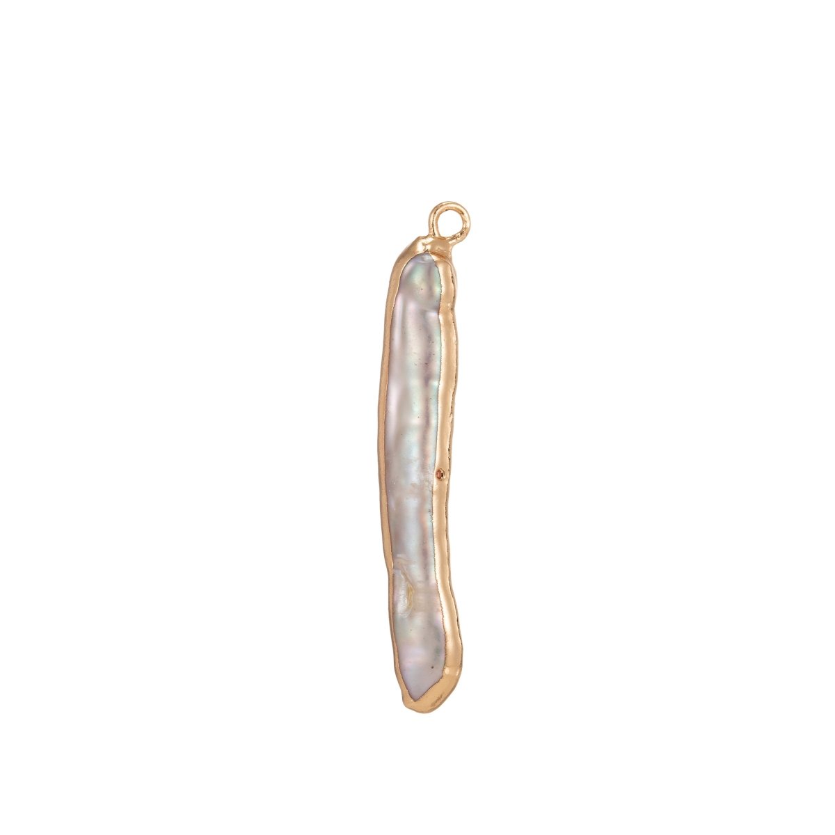 Freeform Rice Pearls Charm w/ 18K Gold Plated Edge Pearls Pendant Natural freshwater pearls Small pearls Charm for jewelry Making 37x6mm P-1591