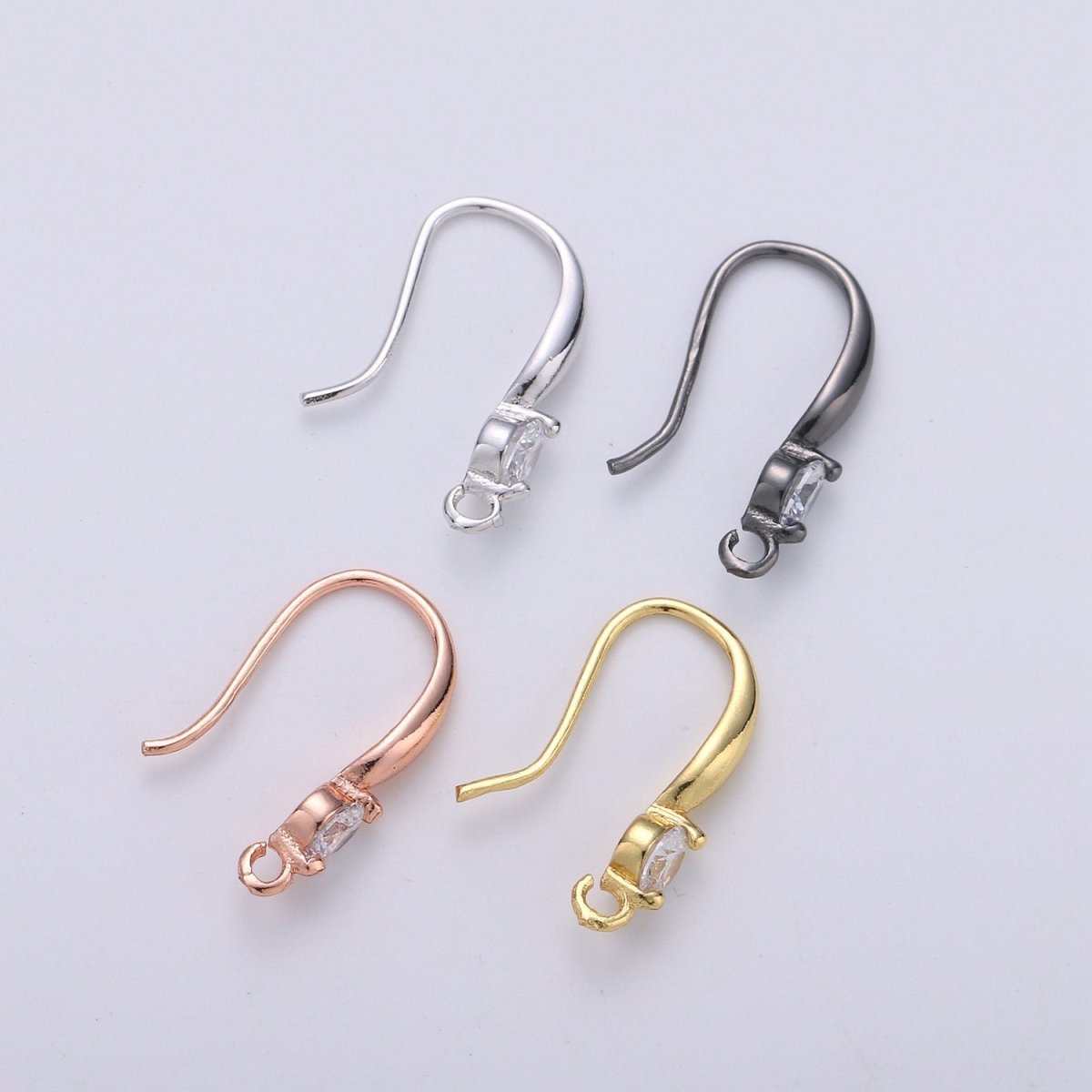 French Hook Earrings in Gold, French Hook Earrings / Gold Hook Ear Wires w/ Cz / French Hook / Earrings Craft K-822 K-823