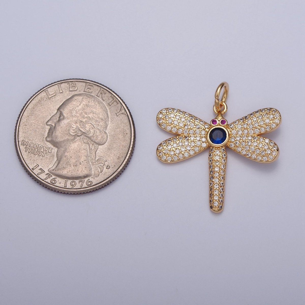 Fuchsia-Eyed Micro Paved CZ Dragonfly Charm | X-127