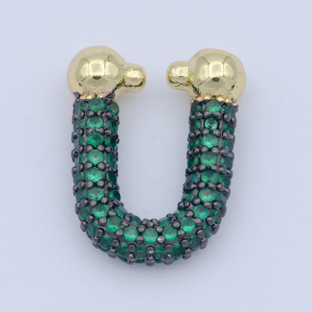 Full Cz Micro Pave U Shape Shackle link for Chain Connector Paper Clip Chunky Bold Chain Green Blue Black Fuschia Clear Cubic Gold Supply L-340~L-345