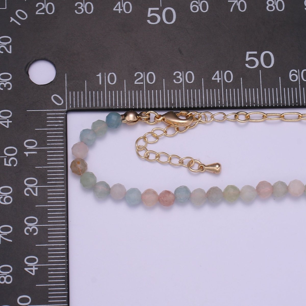 Fused 3mm Morganite Beads necklace w/ 14k Gold Filled Necklace, Mixed Cable Link Chain Necklace Ready To Wear Two Tone Necklace