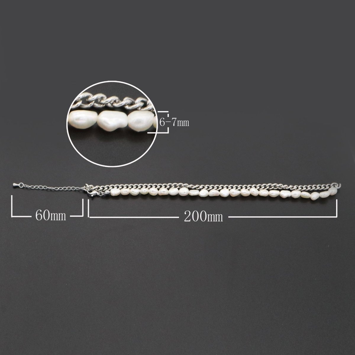 OS Fusion Baroque Fresh Water Pearl Silver Rolo Chain Link Necklace Unisex Jewelry | WA-286 Clearance Pricing