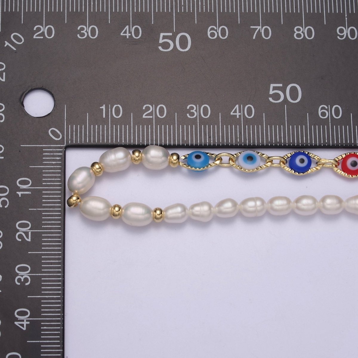 Fusion Evil eye necklace , Freshwater pearl necklace Amulet protection Necklace for Layering | WA-587 Clearance Pricing