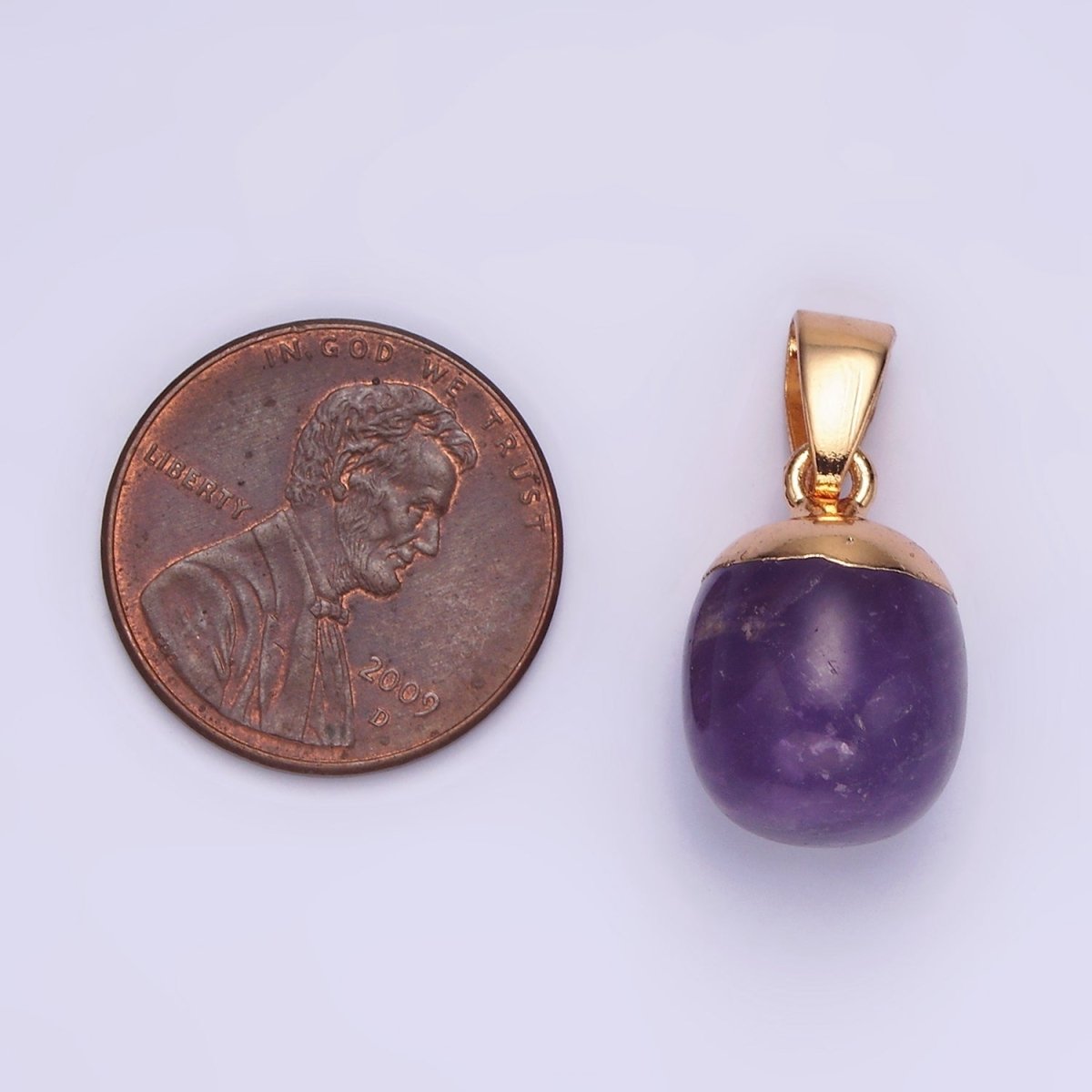 Gemstone Oval Potato Gold Pendant Charm Rose Quartz Moonstone Amethyst Amazonite Charm N1305 N1306 N1307 N1308
