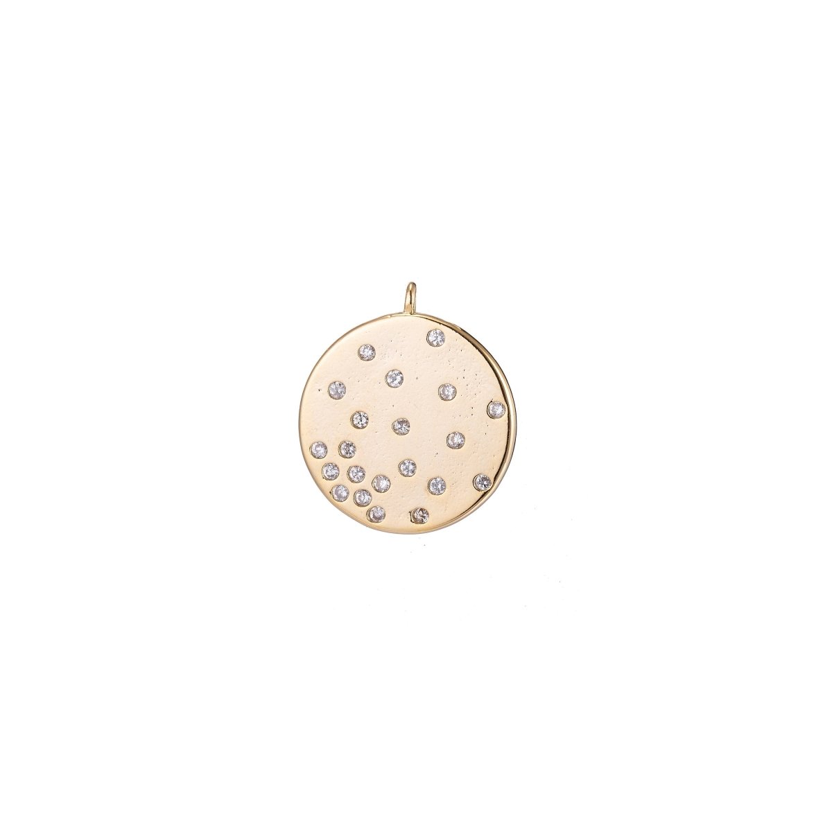 Geometric Circle Round Charm, Micro Pave CZ Charm, Dainty Pendant Floating Crystal Modern Chic Necklace Charm for Jewelry Making E-409