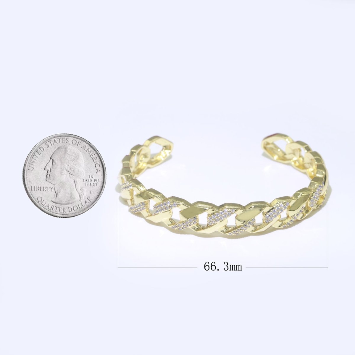 Geometric Curb Icing 24K Gold Filled Cuff Bracelet | WA-066 Clearance Pricing