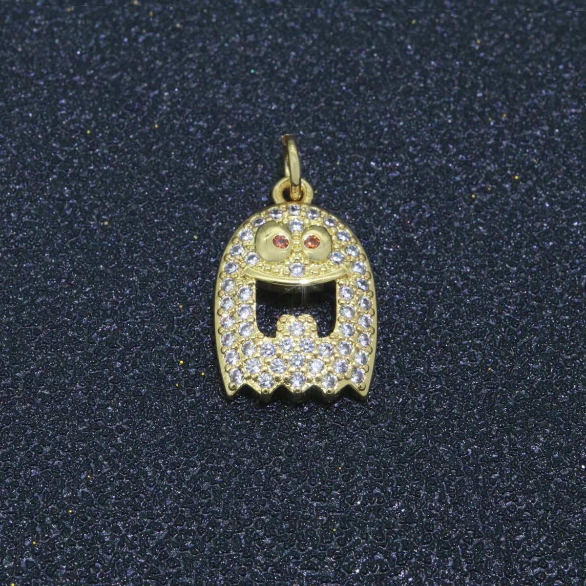 Ghost Charm, 14K Gold Filled CZ Micro Pave Ghost Pendant, Ghost Scary charm, Halloween Jewelry Making Pendant for Necklace Earring Bracelet M-552