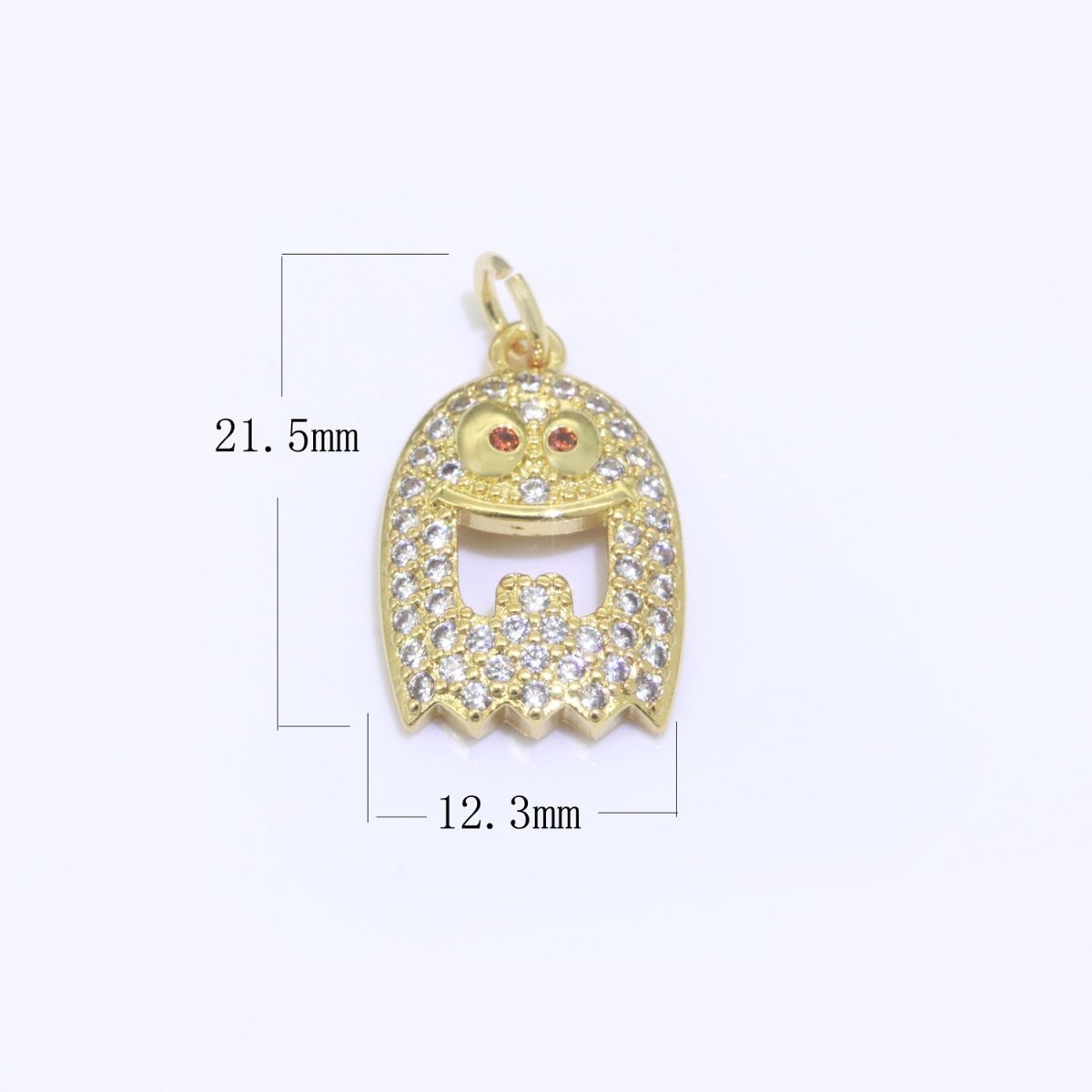 Ghost Charm, 14K Gold Filled CZ Micro Pave Ghost Pendant, Ghost Scary charm, Halloween Jewelry Making Pendant for Necklace Earring Bracelet M-552