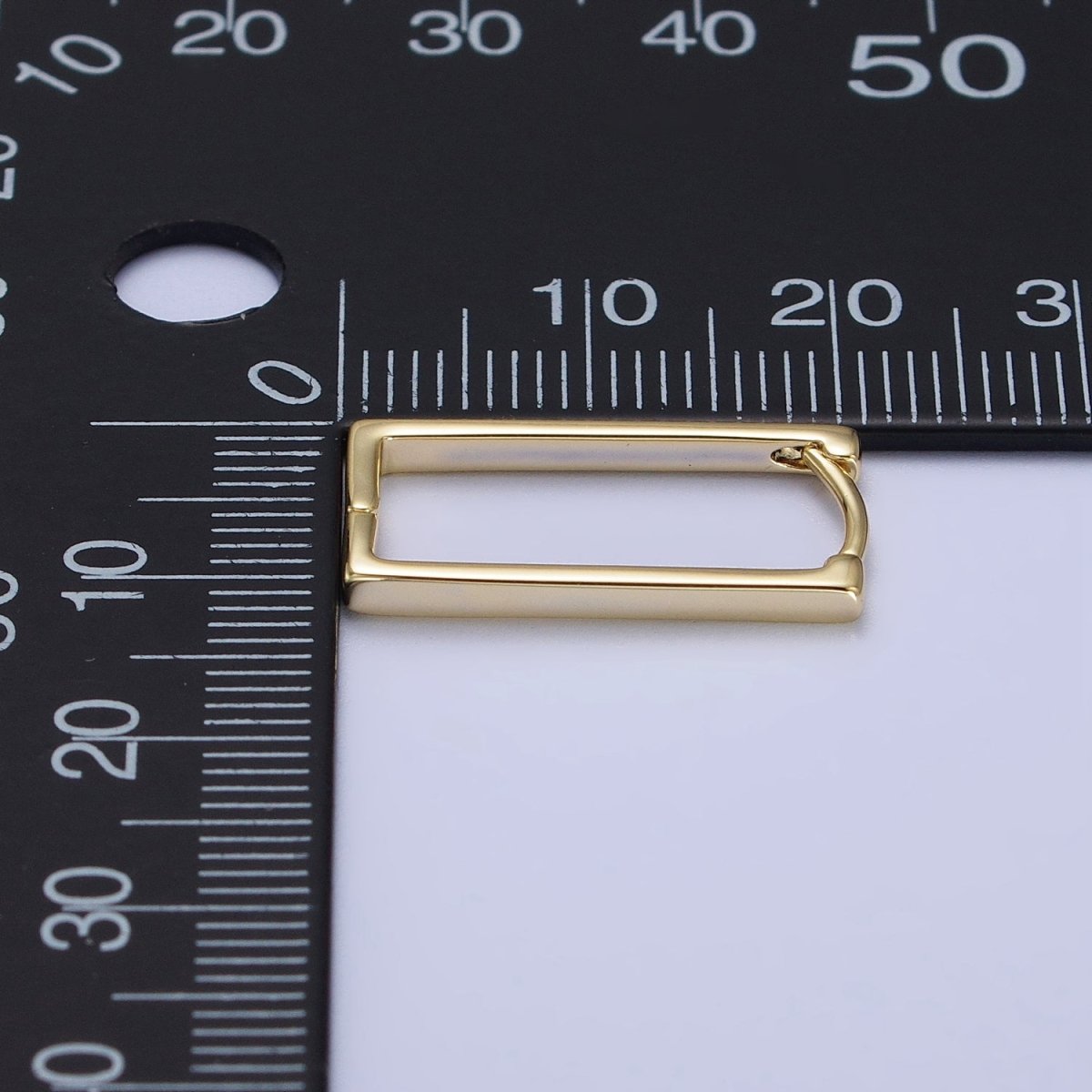 Gold 20.8mm Thin Rectangular Oblong U-Shaped Hoop Earrings | AB417