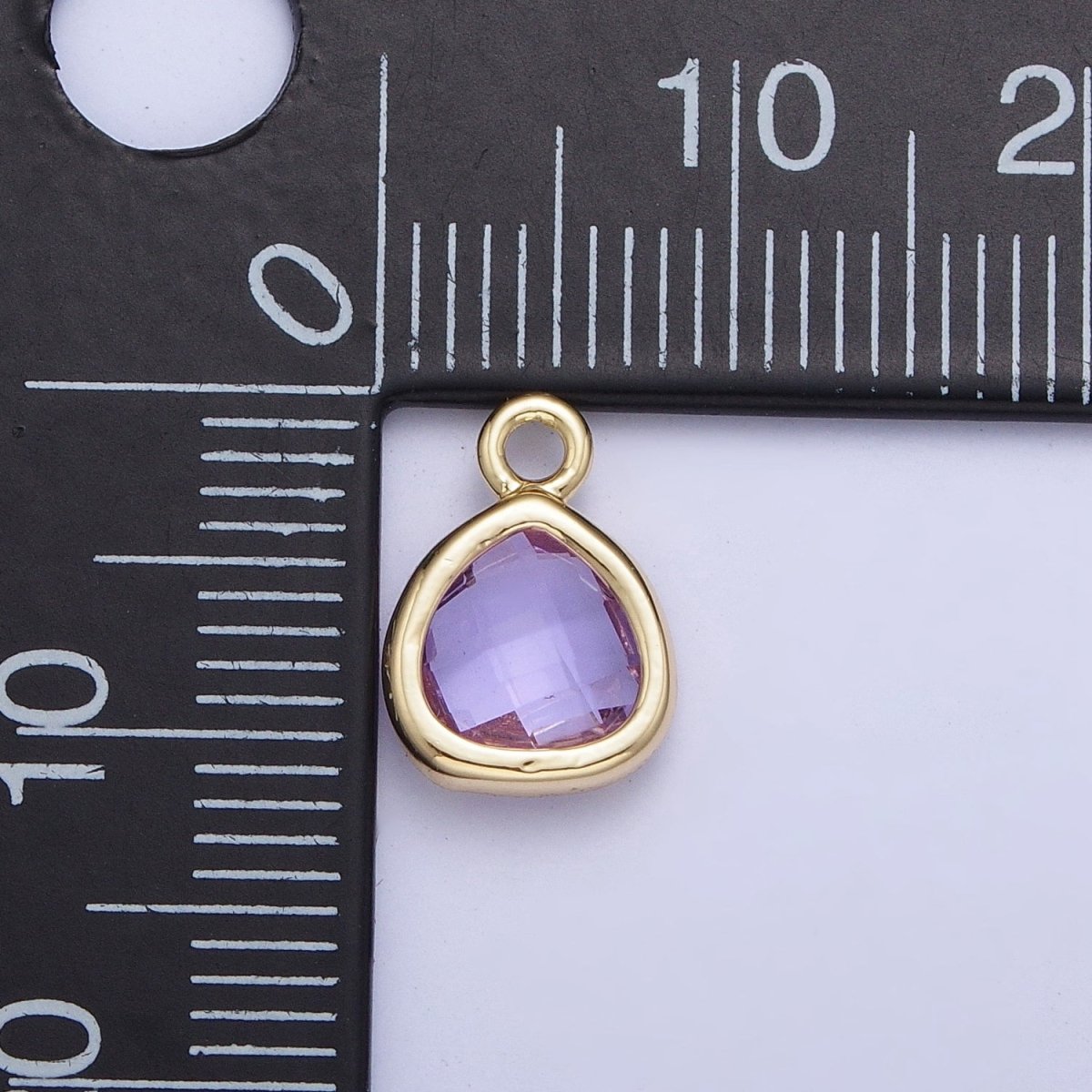 Gold Amethyst Purple Teardrop Cubic Zirconia Charm Supply For Jewelry Making AG-075