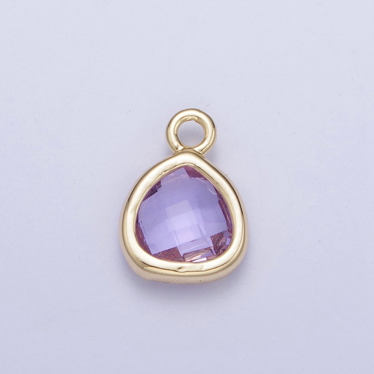 Gold Amethyst Purple Teardrop Cubic Zirconia Charm Supply For Jewelry Making AG-075