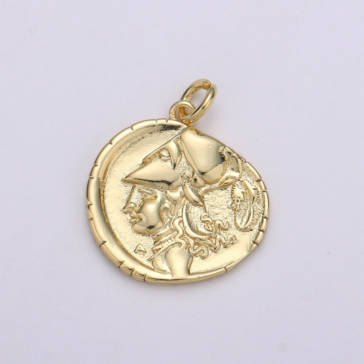 Gold Ancient Roman Rustic Coin Charm Necklace, delicate Layering necklace, Roman Coin Ancient Greek Jewelry good luck amulet gift D-150