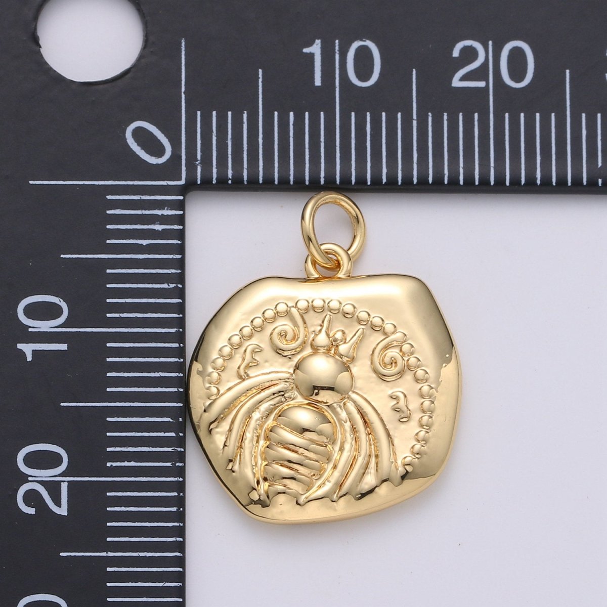 Gold Artemis Bee Coin Charm | Ancient Greek Coin Replica Pendant 14k Gold Filled Ephesus Bee Pendant Necklace | Roman Coin Jewelry Supply D-287