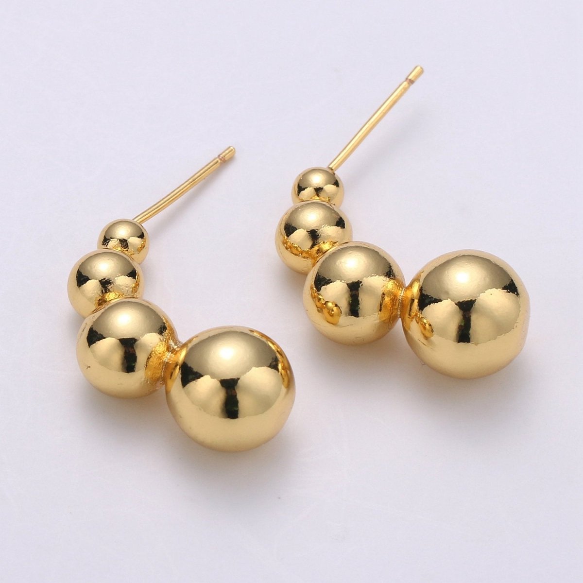 Gold Ball earrings, Geometric stud earrings, Bold earrings, Statement earrings, Dangle studs, gold earrings, minimalist earring Q-202