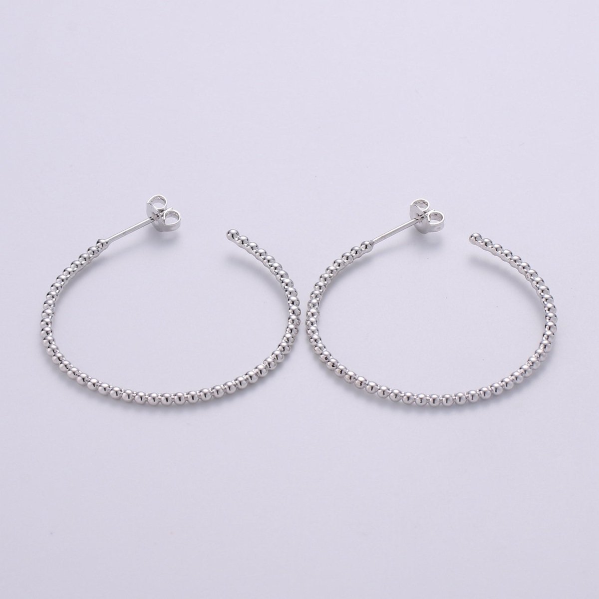 Gold Ball Hoop Earrings, Beaded Hoop Earrings, Boho Hoop Earrings, Gold Ball Hoop Earrings 30mm Silver Hoop Earring Q-198 Q-199