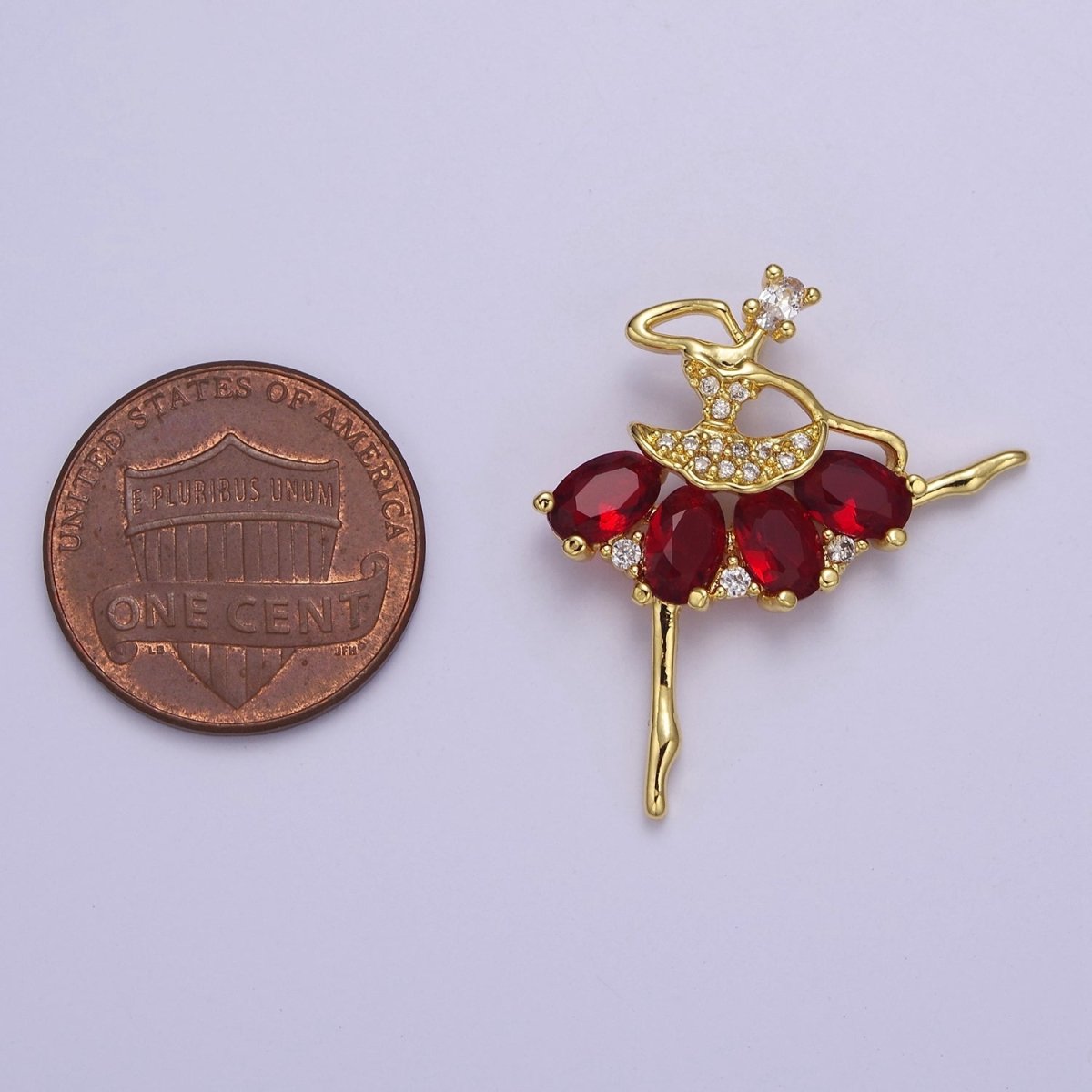 Gold Ballerina Dancer with Tutu Cubic Zirconia, Dancer Ballet Pendant Charm For Jewelry Necklace Making J-550 J-551 J-559 J-560