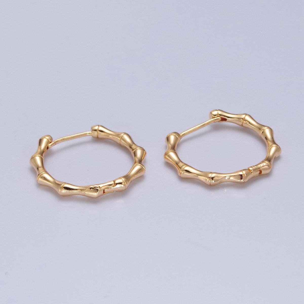 Gold Bamboo Hoop Earrings, Everyday Hoops, Minimalist Gold Hoop T-429