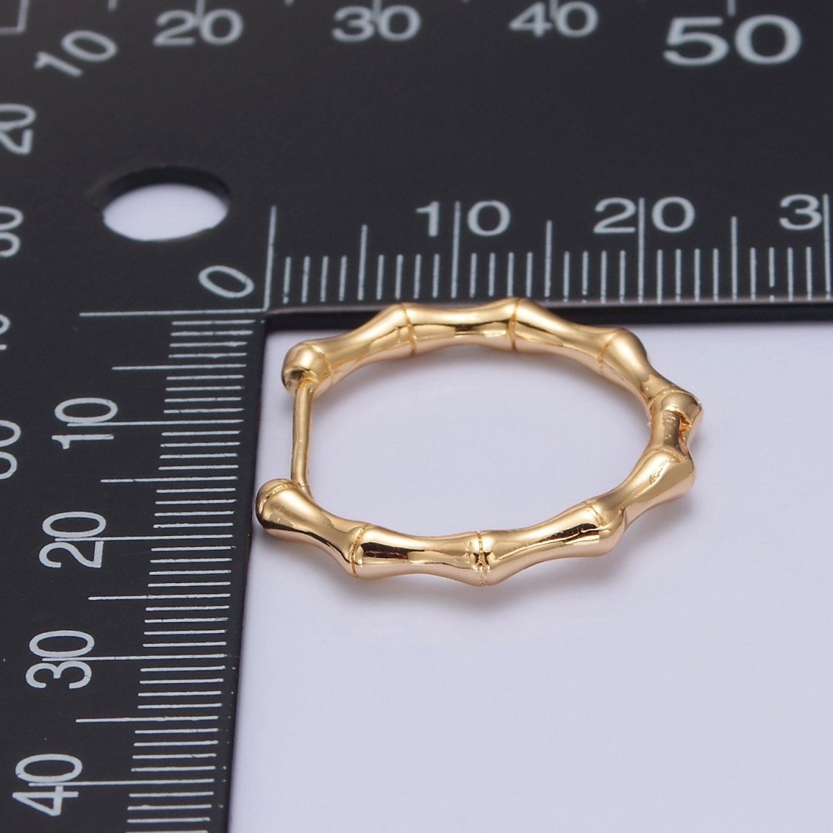 Gold Bamboo Hoop Earrings, Everyday Hoops, Minimalist Gold Hoop T-429