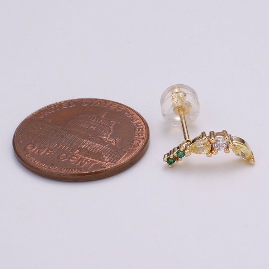 Gold Banana Stud Earring, Crystal Banana Studs, Banana Fruit Earring, Minimalist Earring, Dainty Earrings for Girls, Gift P-019