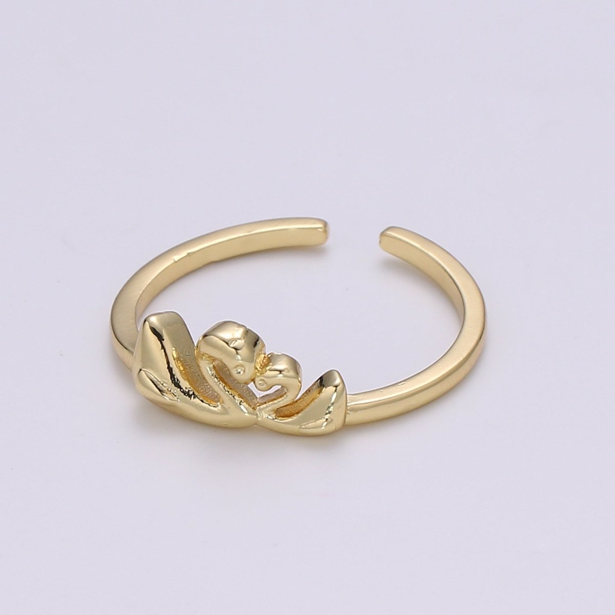 Gold Band Love Forever Swan ring, Delicate Promise Ring adjustable open Ring Dainty Twin swan Ring Minimalist Jewelry