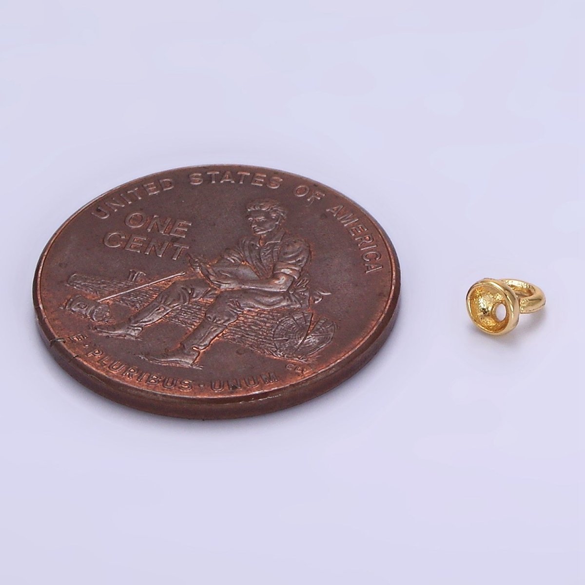 Gold Bead and Pearl Cap with peg for top beads Minimalist Charm Supply Component | AG105