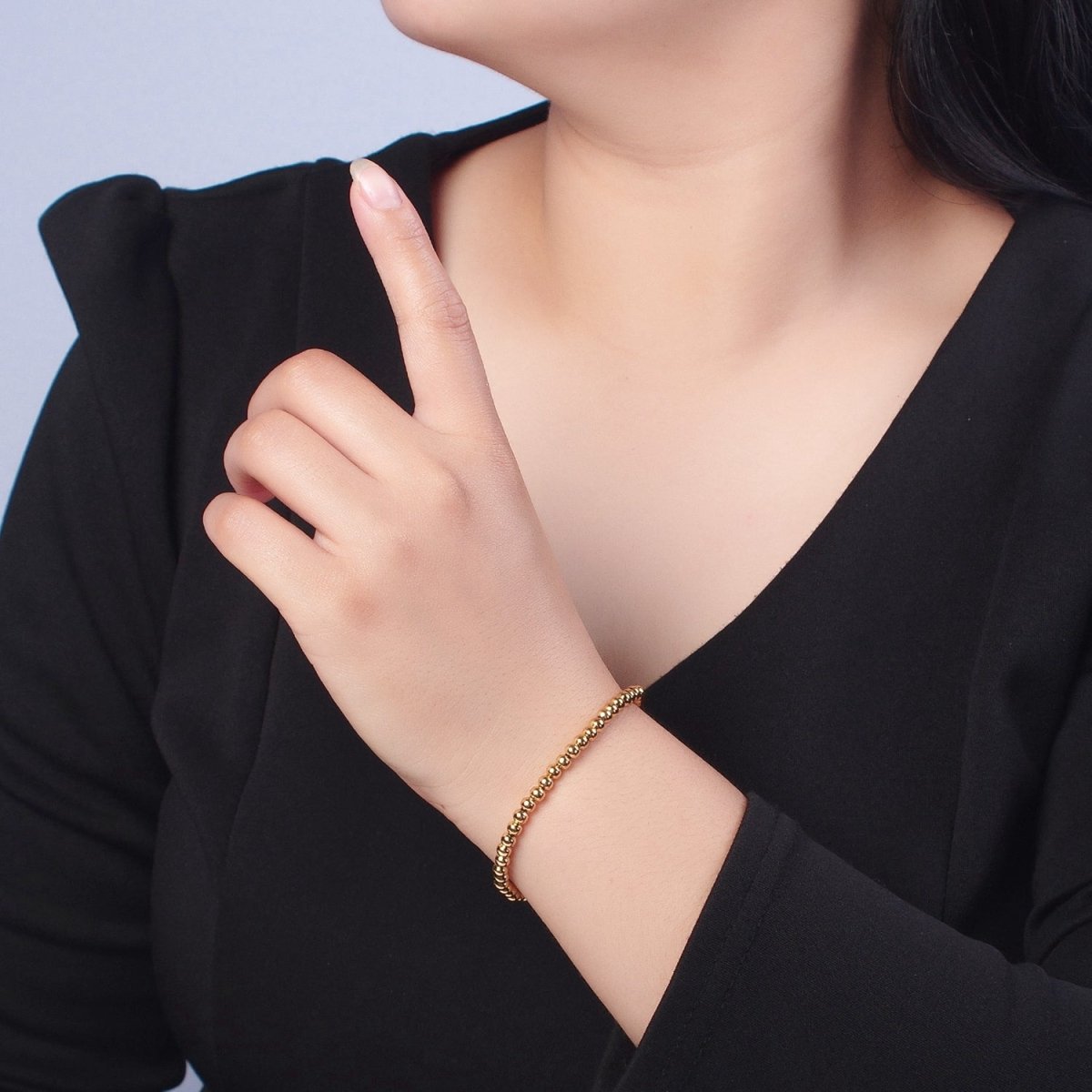 Gold Bead Bracelet for Women 18K Gold Filled Bead Ball Bracelet Stretchable Elastic Bracelet | WA-1066 to WA-1071 Clearance Pricing