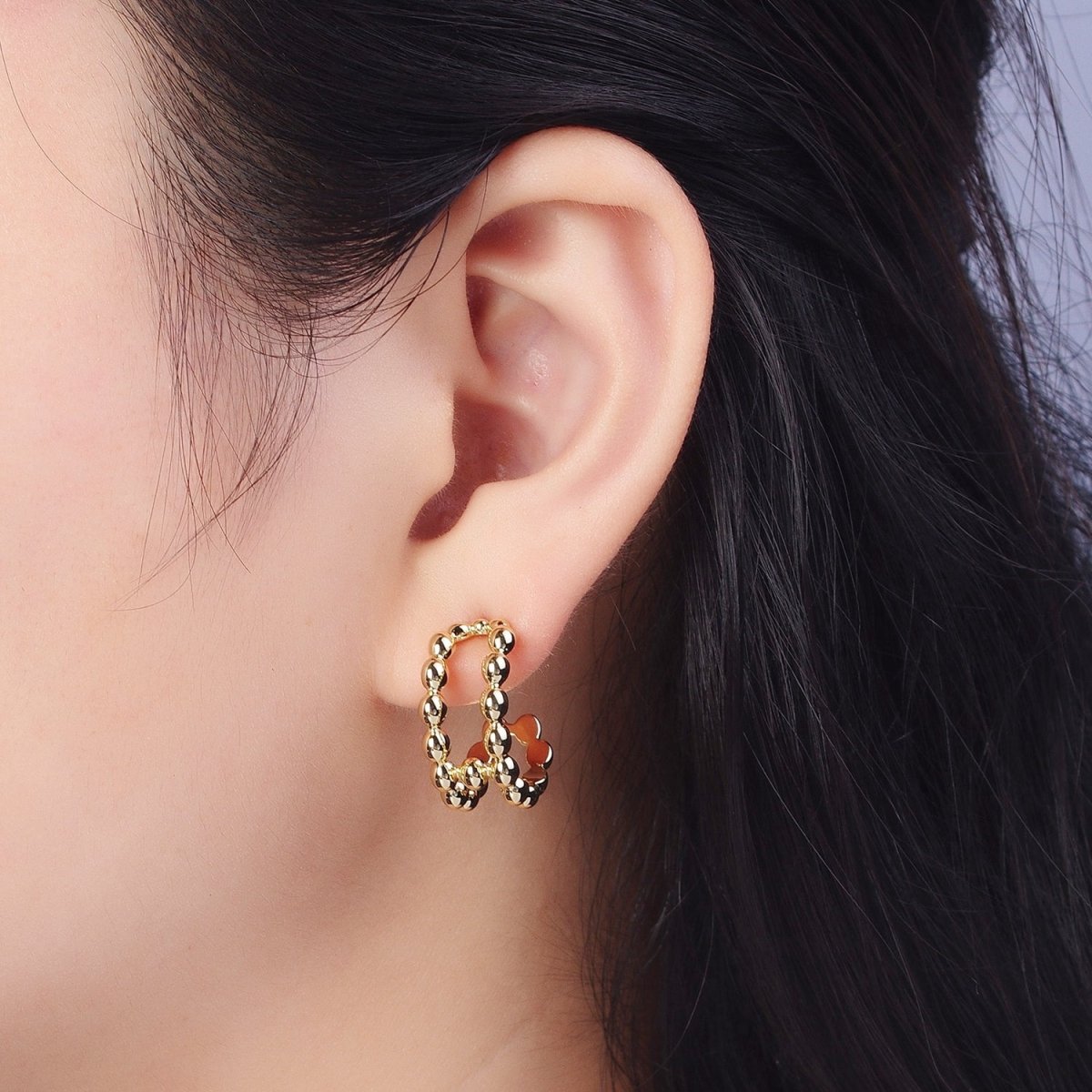 Gold Bead Hoop Earring Ball Earring Stud for Statement Jewelry P-250