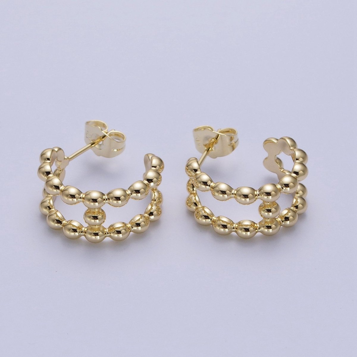 Gold Beaded Hoops, Gold Ball Hoop Earring, Medium Gold Hoops, Gold Bead Hoop Earrings, Large Gold Hoops, Boho Gold Hoop Earring, 20mm Hoop AD-001