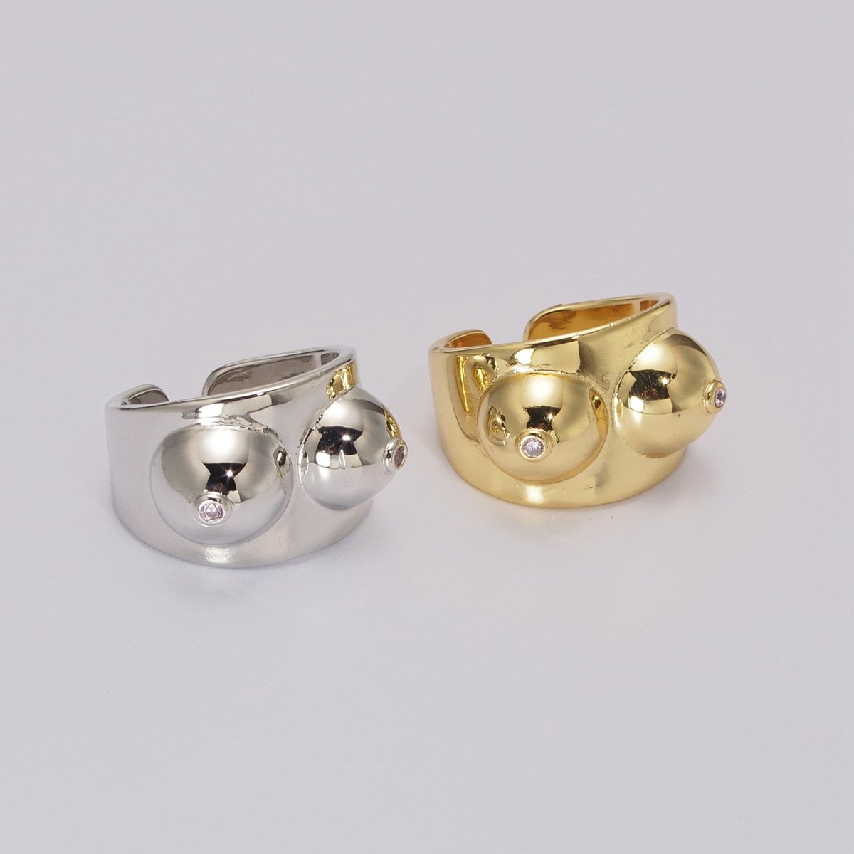 Gold Boobs Ring Novelty Silver Breast Cancer Awareness. Celebrating Breastfeeding Jewelry Gold Boobs Ring Novelty Silver Breast Cancer Awareness. Celebrating Breastfeeding Jewelry U-025 U-026