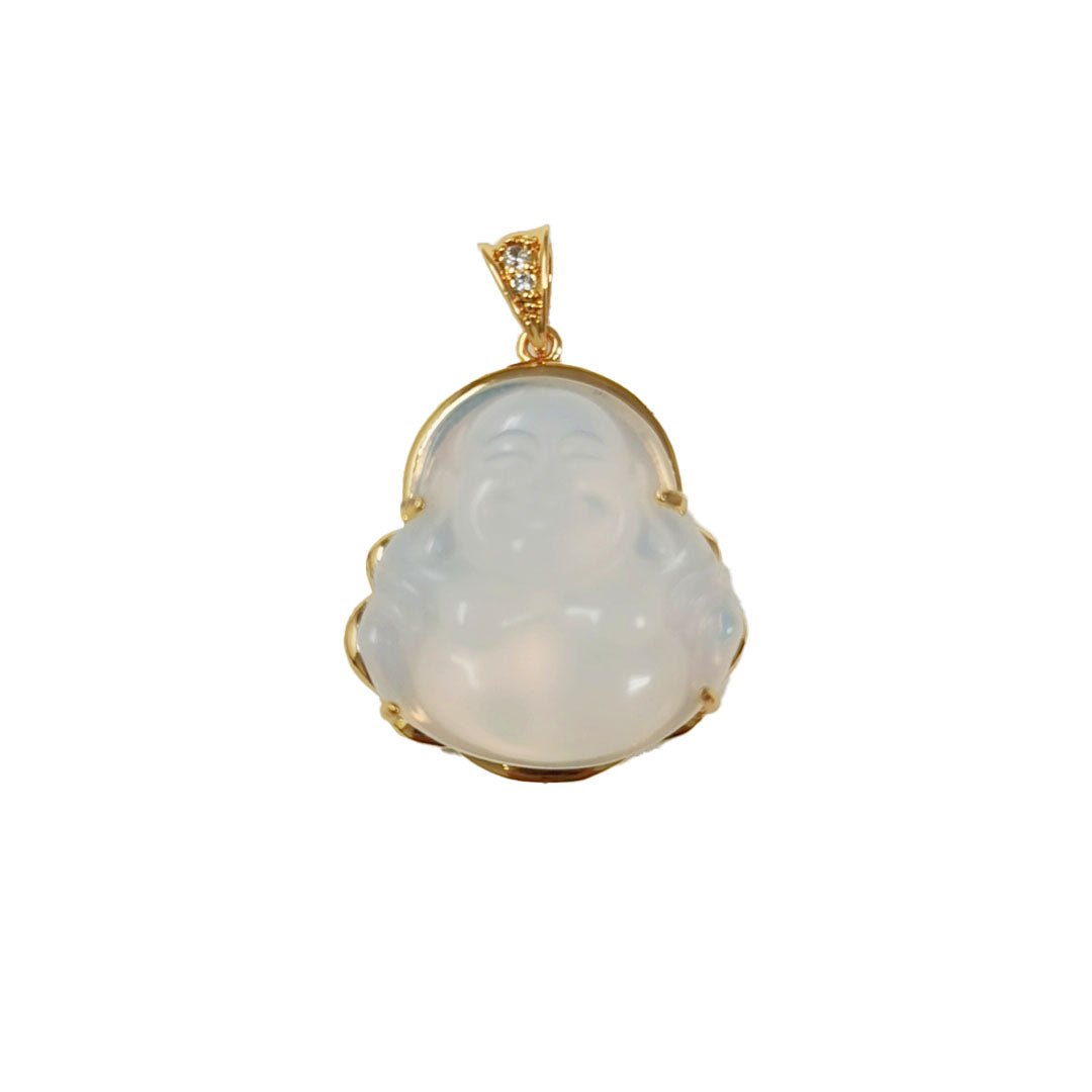 Gold Buddha Pendant White Natural Stone Buddha Jade Gold Filled Pendants AH-265