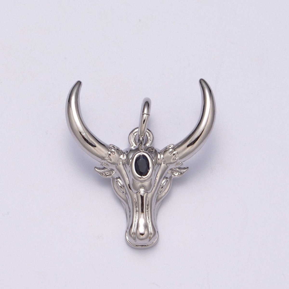 Gold Bull Head Pendant, Long Horn Men Pendant, Silver Texas Pendant Animal Men Charm Necklace, M-870-M-871
