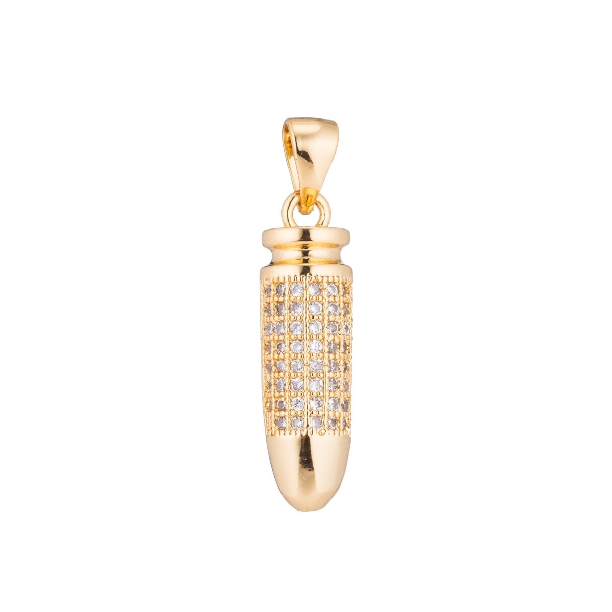 Gold Bullet Gun Pistol Ammo Weapon Hunting Security Craft Cubic Zirconia Necklace Pendant Charm Bead Bails Findings for Jewelry Making H-344