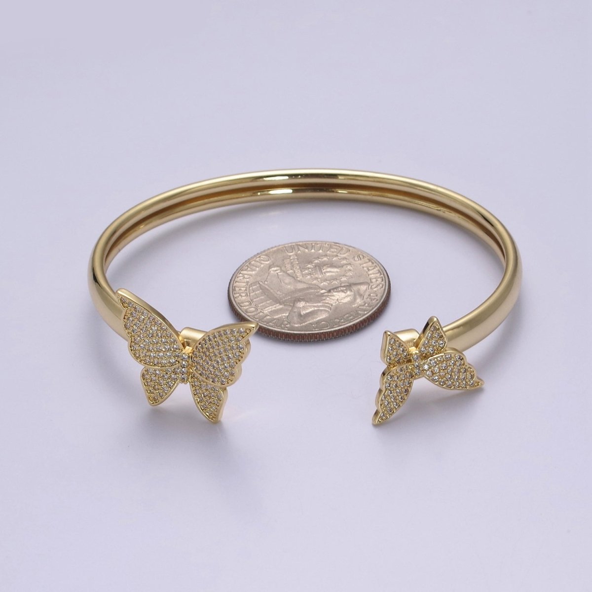 Gold Butterfly Bangle Bracelet Open Bracelet for Stackable Jewelry | WA-857 Clearance Pricing