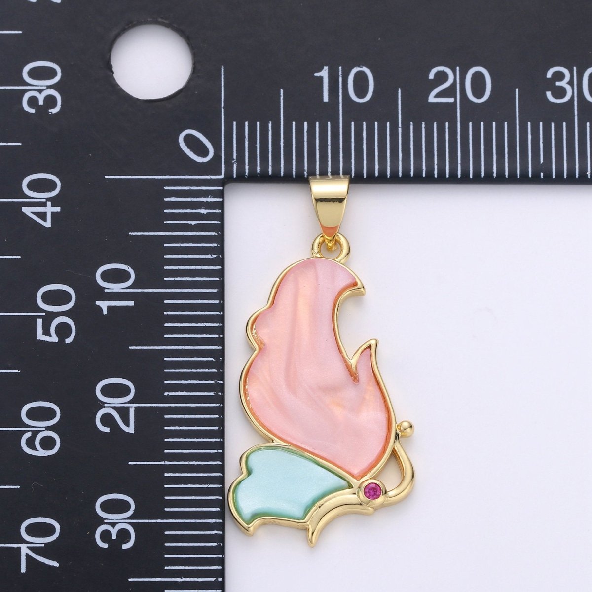 Gold Butterfly Charm Pink Teal Pearl Mariposa Charm Pendant for Necklace Component Real Gold Plated Tarnish Free I-855