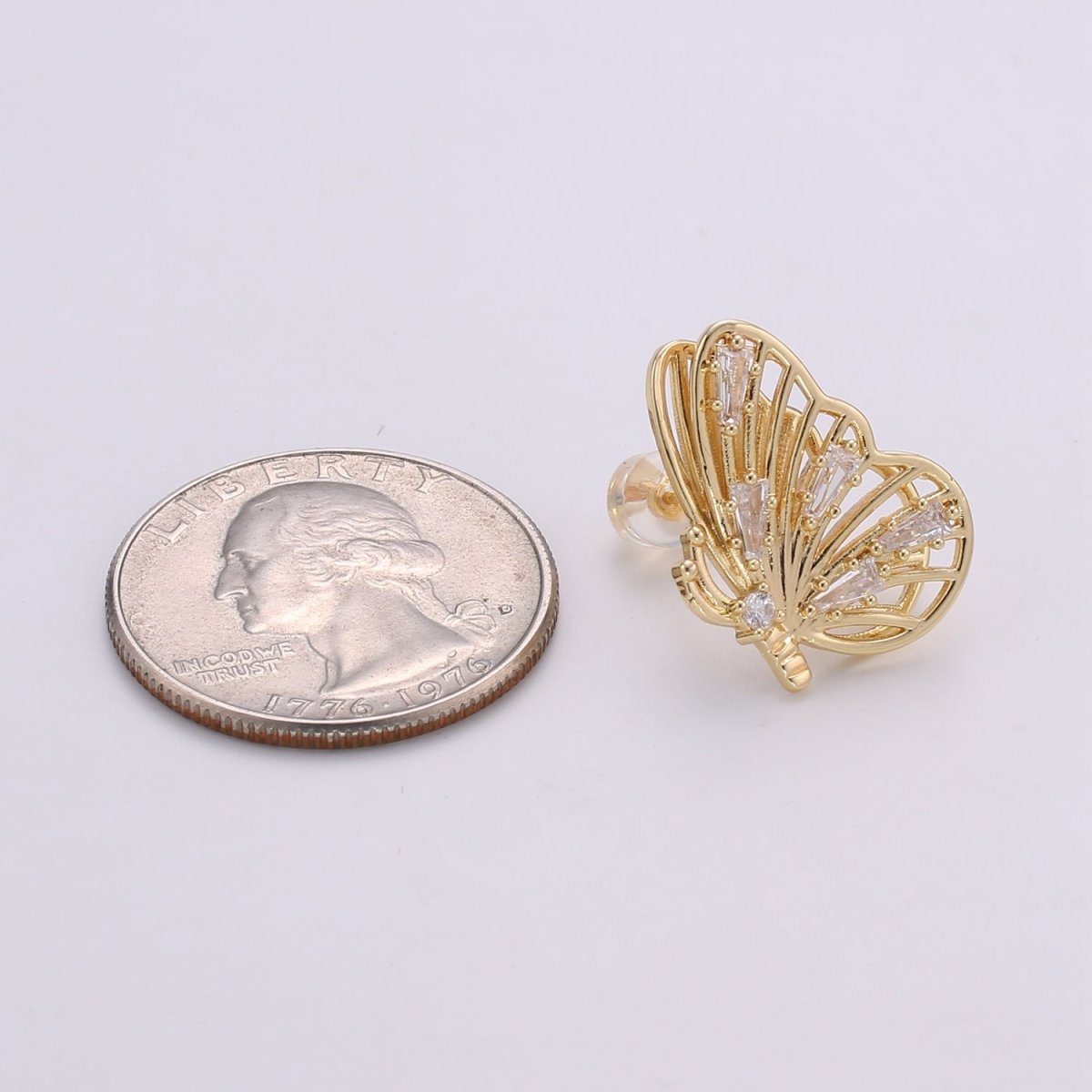 Gold Butterfly Earrings • butterfly stud earrings • Bold earrings • Statement earrings • Big stud earrings • gold stud earrings Q-349