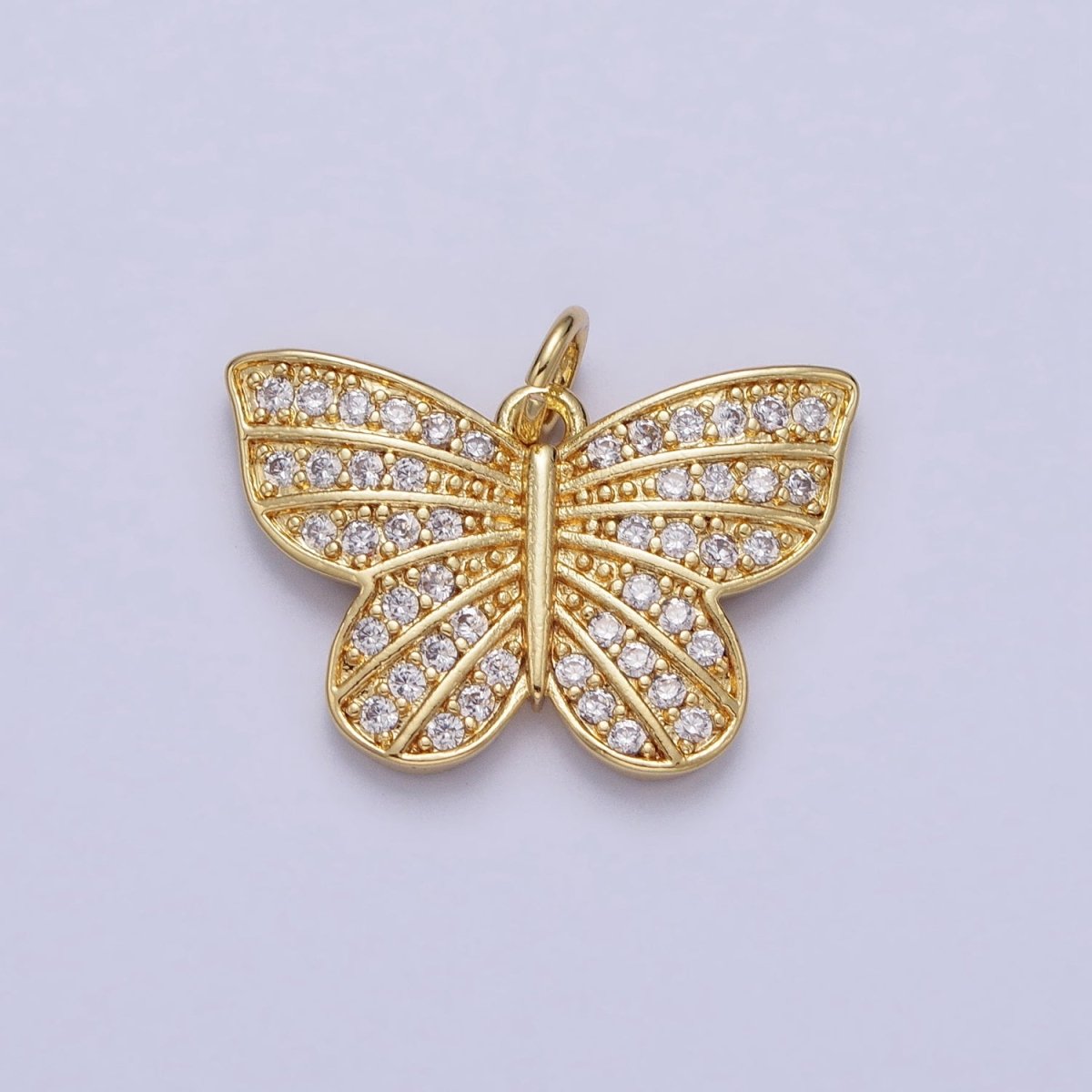 Gold Butterfly Monarch Clear Micro Paved CZ Lined Insect Charm | AC357