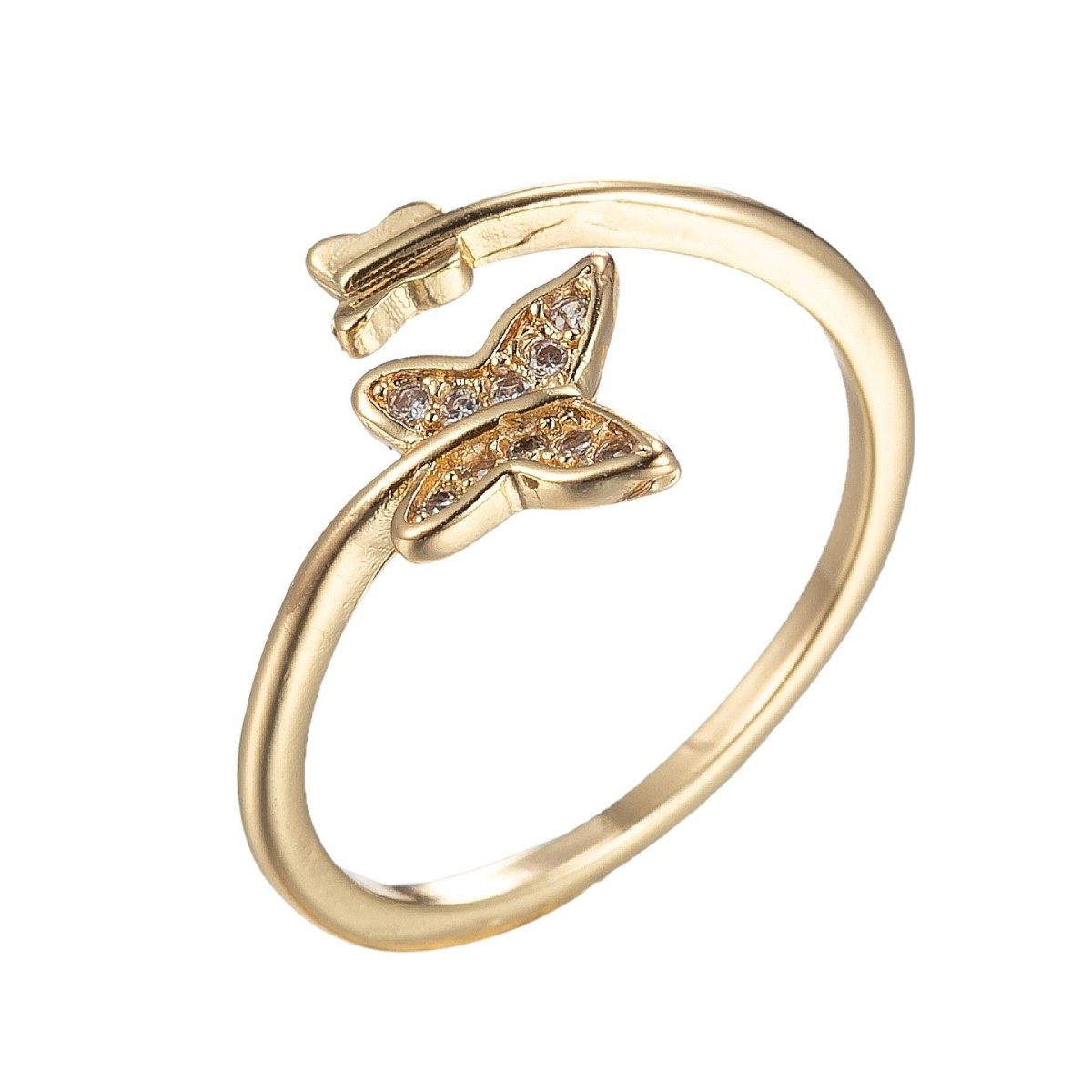 Gold Butterfly Ring Adjustable Open Ring O-978