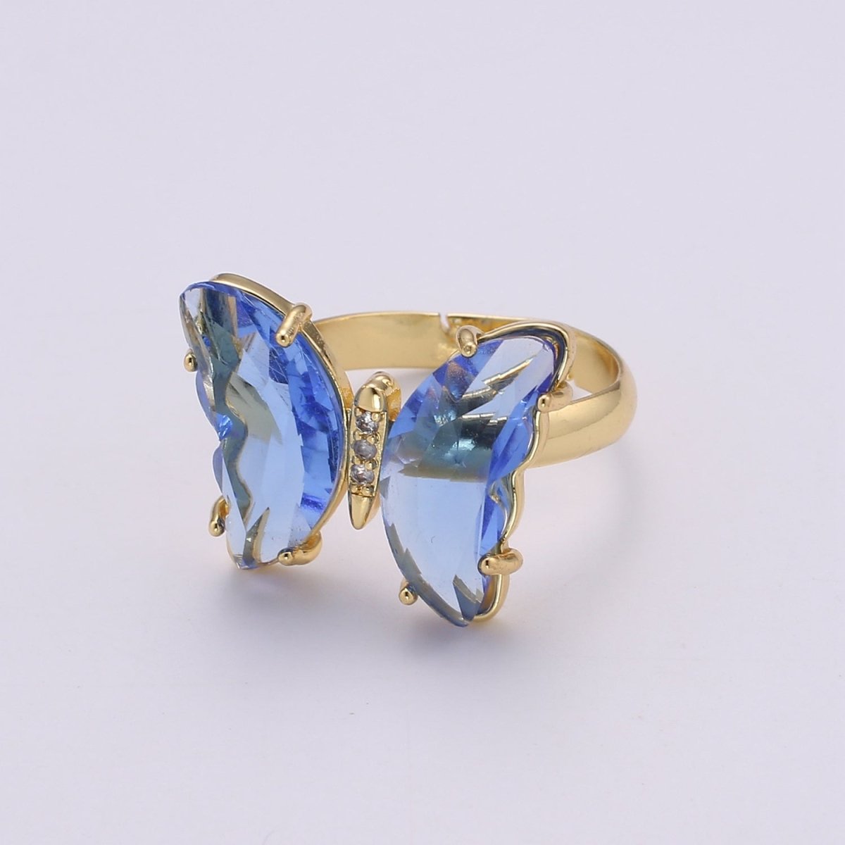 Gold Butterfly Ring Adjustable Ring Colorful Red Pink Purple Green Blue butterfly rings for Valentine Gift Jewelry R-163~R-172