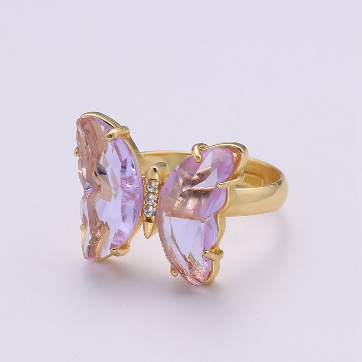 Gold Butterfly Ring Adjustable Ring Colorful Red Pink Purple Green Blue butterfly rings for Valentine Gift Jewelry R-163~R-172