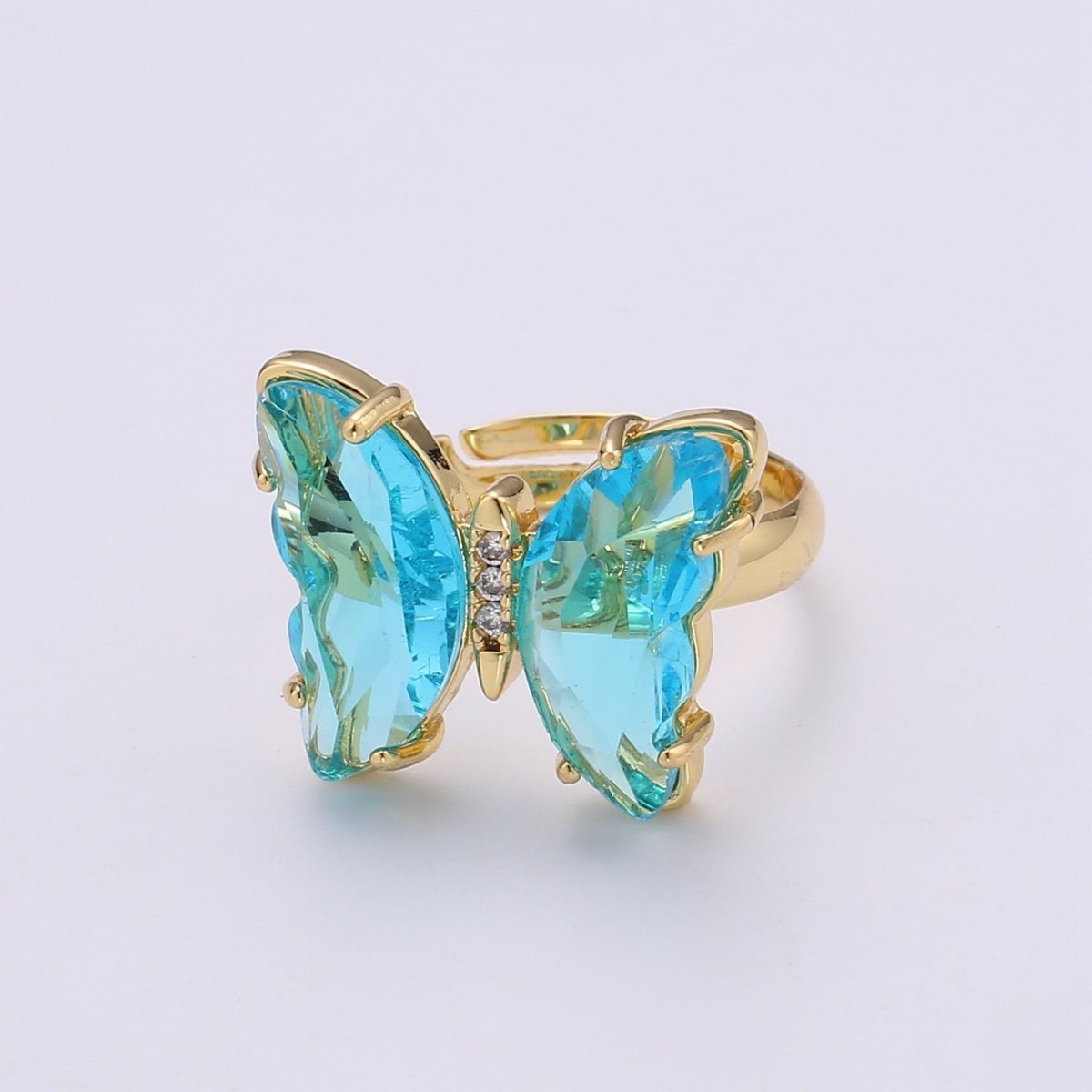 Gold Butterfly Ring Adjustable Ring Colorful Red Pink Purple Green Blue butterfly rings for Valentine Gift Jewelry R-163~R-172