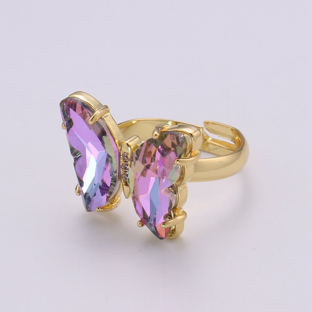 Gold Butterfly Ring Adjustable Ring Colorful Red Pink Purple Green Blue butterfly rings for Valentine Gift Jewelry R-163~R-172