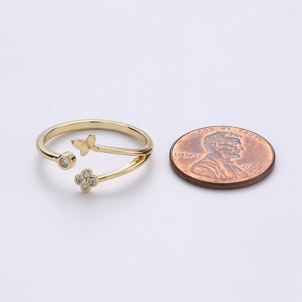 Gold Butterfly Ring, Dainty Butterfly Ring, Adjustable Ring, Minimalist Butterfly Ring, Minimalist Ring, Gold Open Ring, Insect Jewelry R-088