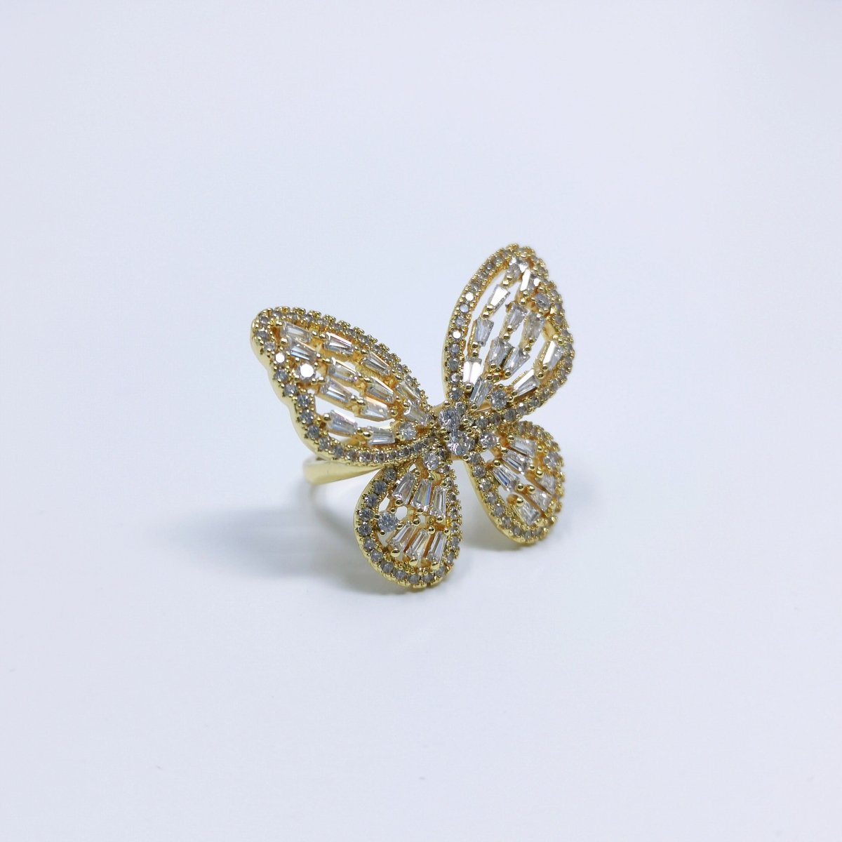 Gold butterfly ring, Open Adjustable butterfly ring, statement Jewelry with Cubic Zirconia Ring Mariposa Jewelry Inspired R-229